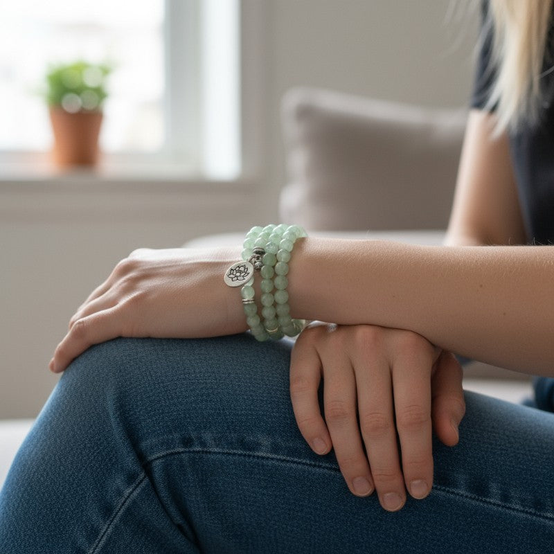Bracelet/collier aventurine verte boules 6mm (perles d&