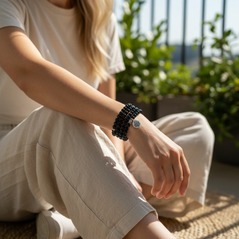 Bracelet/collier onyx boules 6mm (perles d&