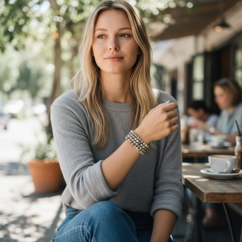 Blue tinted agate bracelet/necklace (eternity beads)