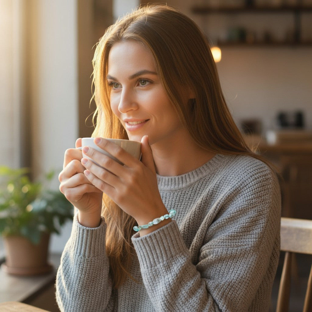Madagascar blue apatite bracelet AA+ (grains 5-7mm)