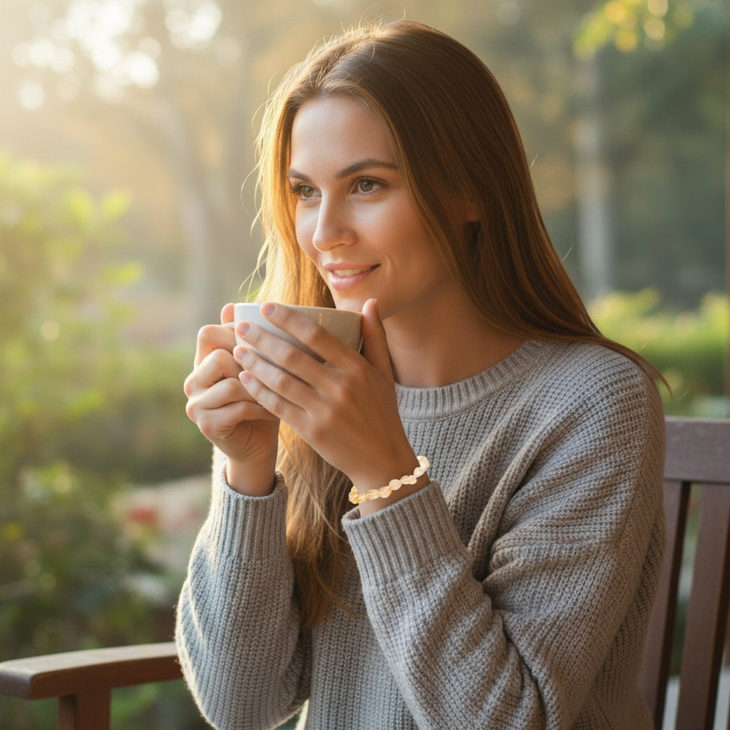 Bracelet citrine naturelle Madagascar A (grains 5-7mm)