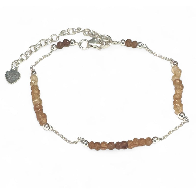 Bracelet grenat brun hessonite Inde AA argent 925
