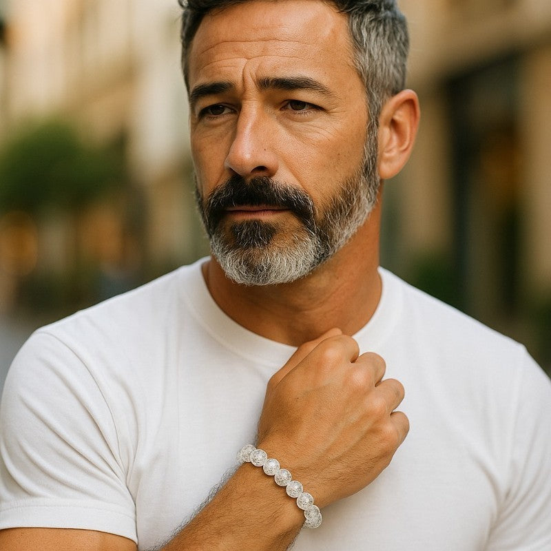 Bracelet quartz craquelé Brésil A (boules 7-8mm) - Taille L