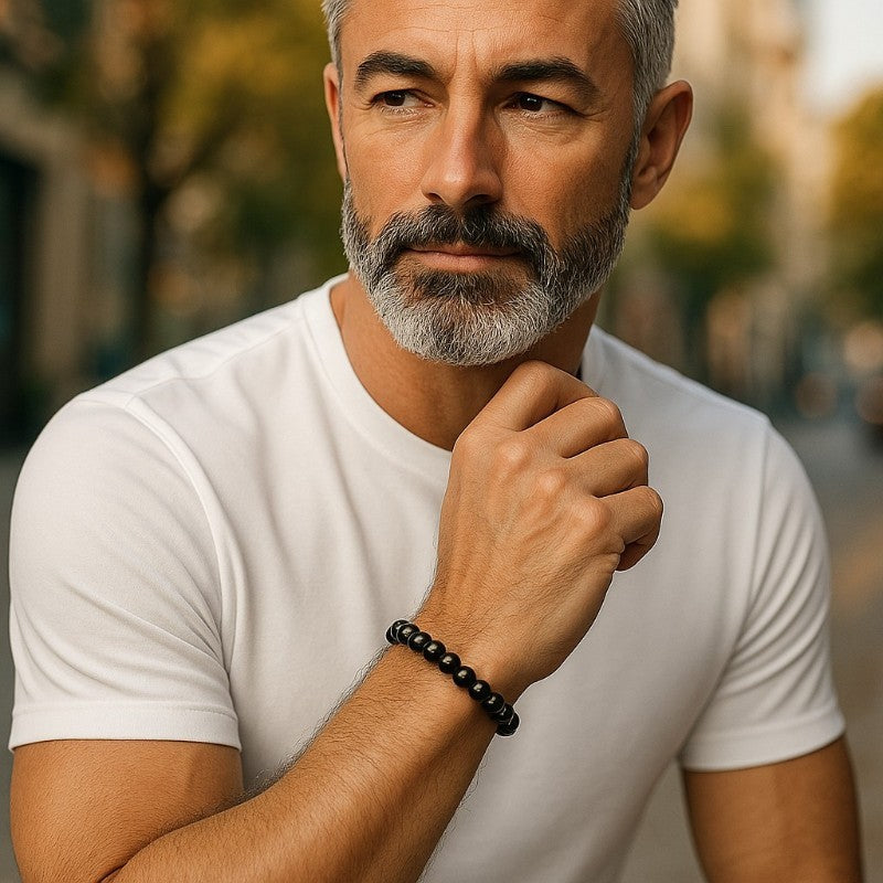 Black tourmaline bracelet Brazil A (7-8mm balls) - Size L