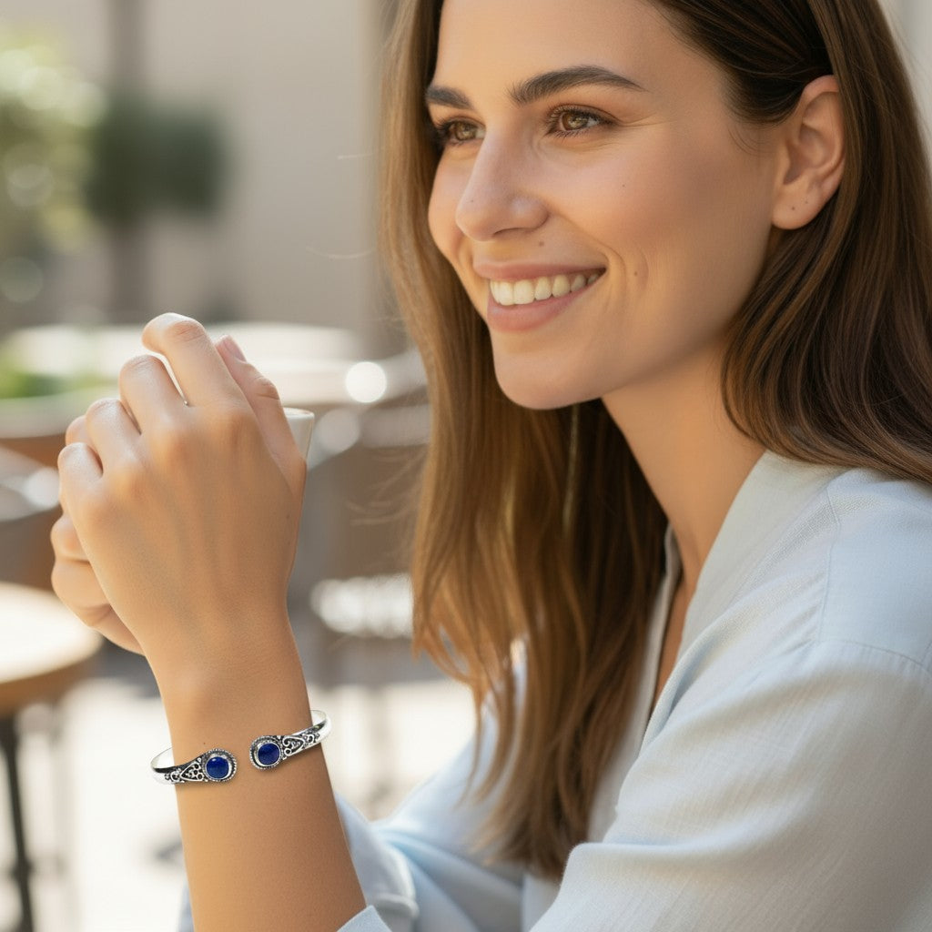 Bracelet jonc lapis lazuli Afghanistan A