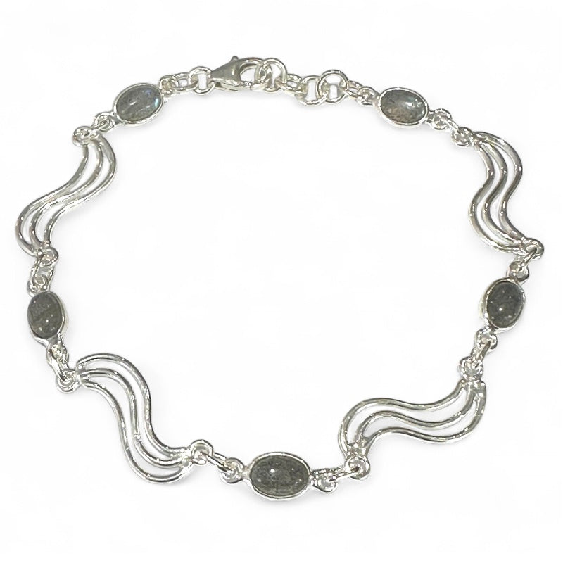Bracelet labradorite Madagascar AA argent 925