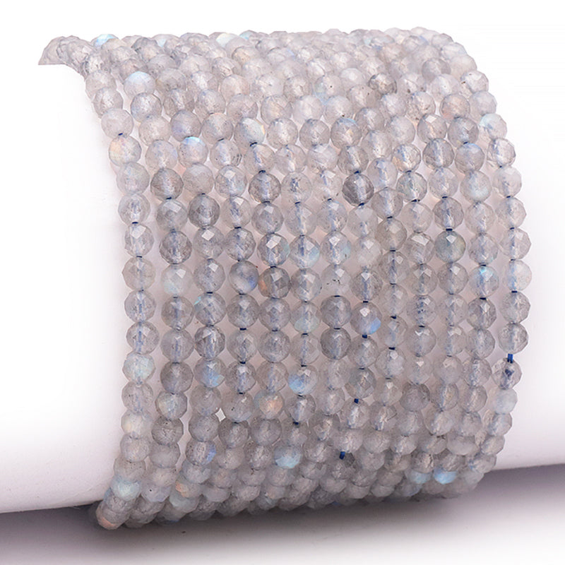 Pulsera de labradorita AA de Madagascar (cuentas facetadas de 3-4 mm)