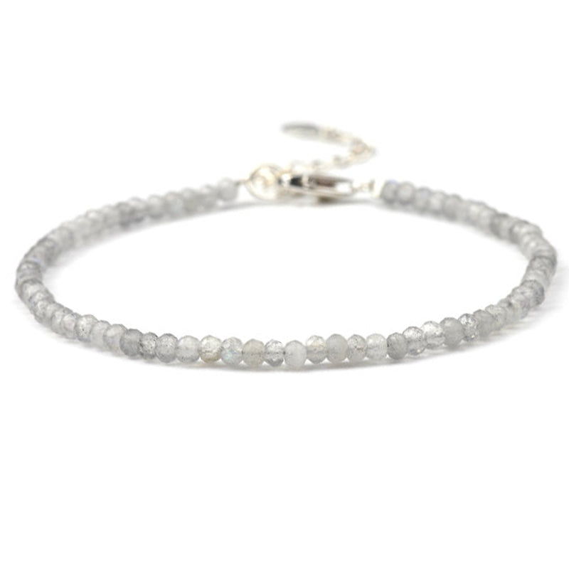 Bracelet labradorite Madagascar AA perles facettées argent 925