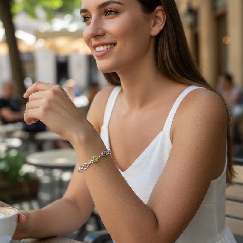 Peridot bracelet India AA silver 925