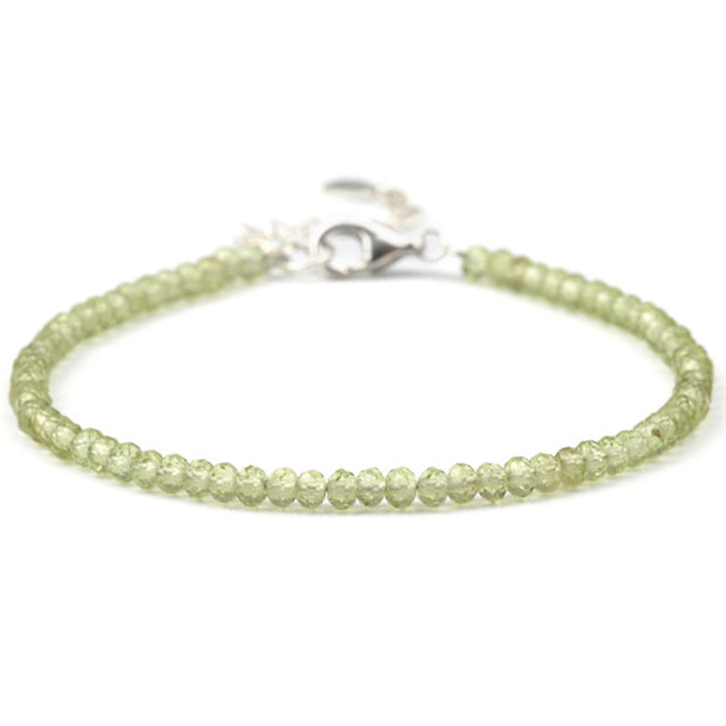India Peridot Bracelet AA Faceted Beads 925 Silver