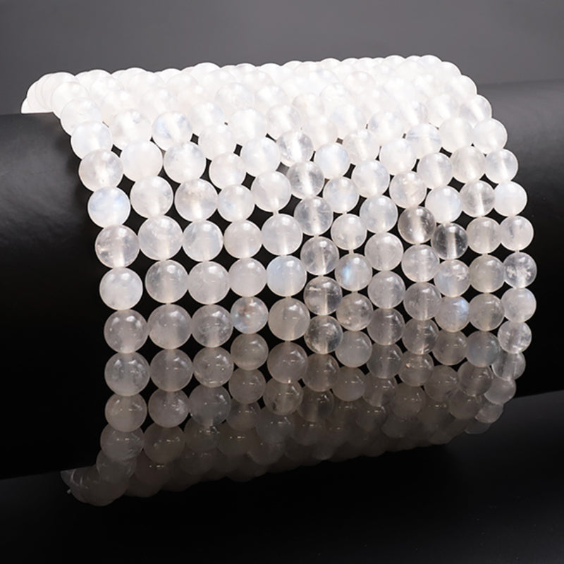 Pulsera piedra lunar arco iris India AA (peristerita) bolas 5-6mm