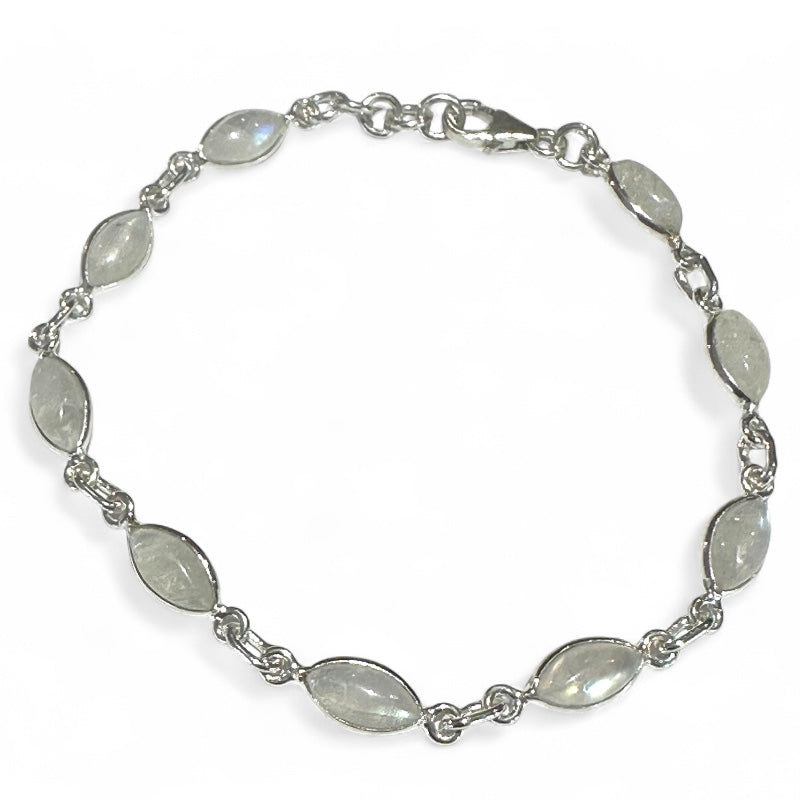 925 silver faceted rainbow moonstone (peristerite) bracelet