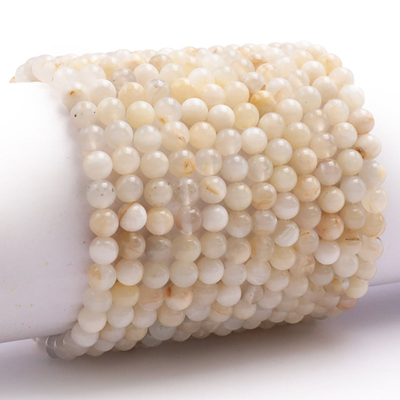 India AB beige moonstone bracelet (5-6mm balls)