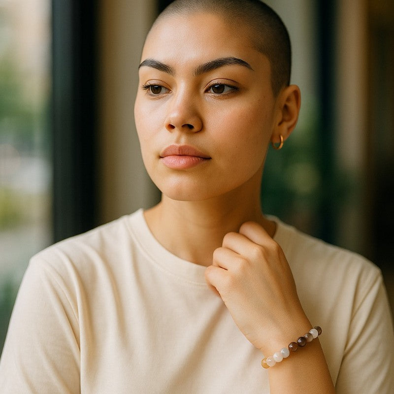 Multicolored moonstone bracelet India AA (7-8mm balls)