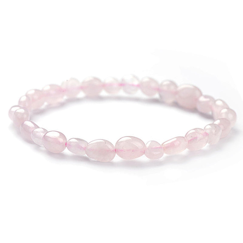 Pulsera de cuarzo rosa de Brasil A (granos 5-7 mm)