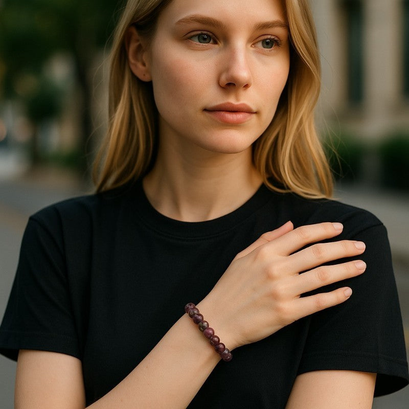 Ruby bracelet on zoisite Tanzania AAA (8-9mm balls)