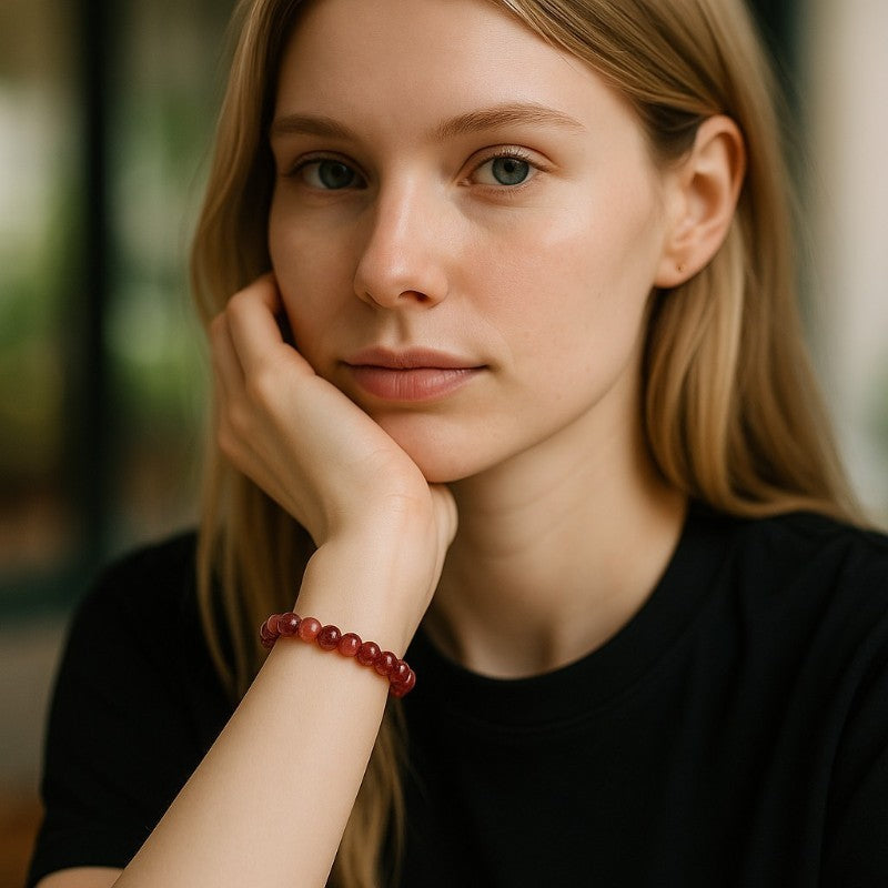 Bracelet spinelle rouge Sri Lanka AA (boules 6,5-7,5mm)