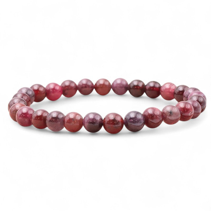 Bracelet spinelle rouge Sri Lanka AA (boules 6,5-7,5mm)