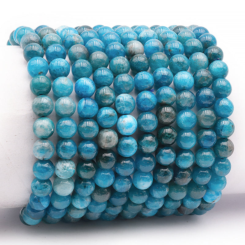 Pulsera Madagascar A+ de apatito azul (bolas 7-8mm) - Talla L