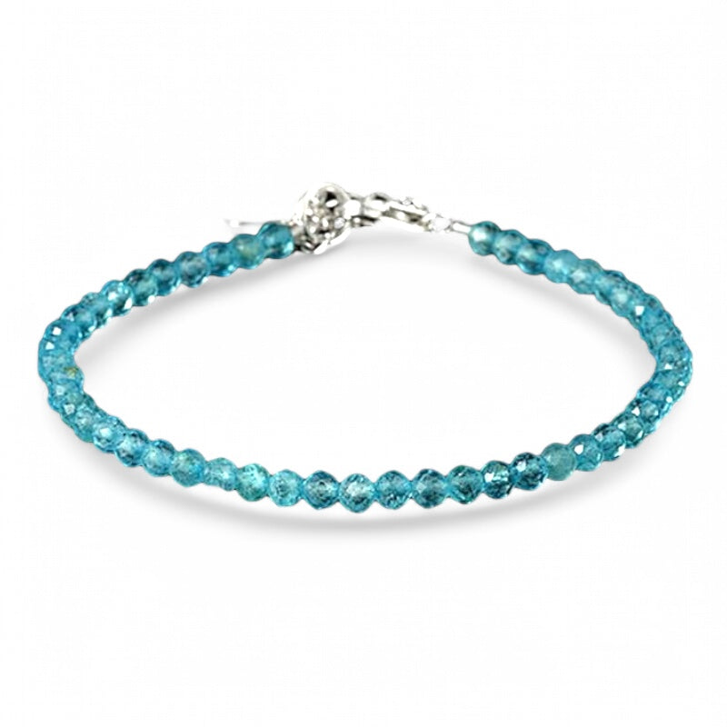 Heated blue topaz bracelet with faceted beads in 925 silver