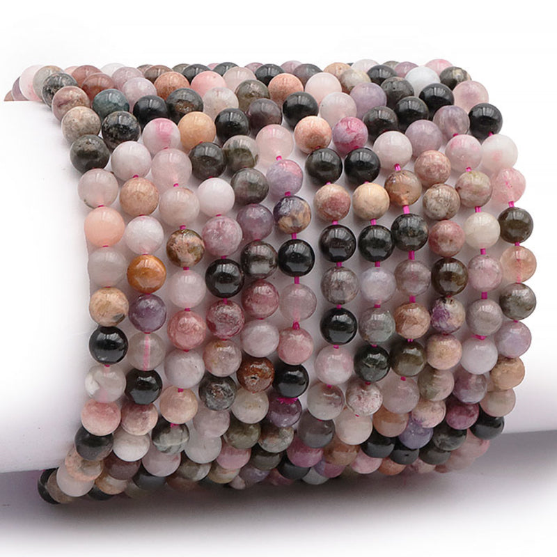 Bracelet tourmaline multicolore Brésil AA (boules 5-6mm)