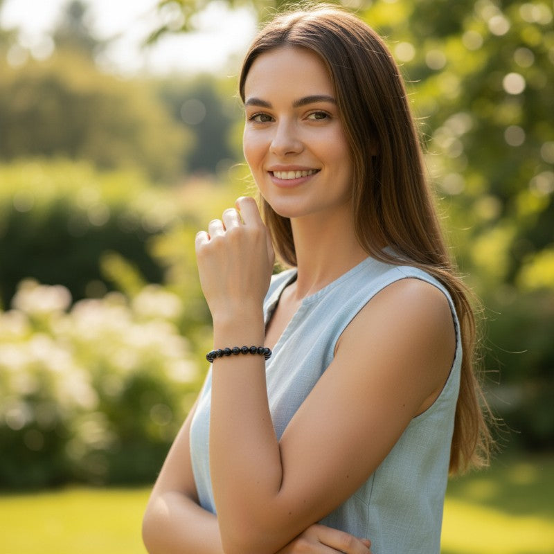 Bracelet tourmaline noire Brésil A (boules 7-8mm)