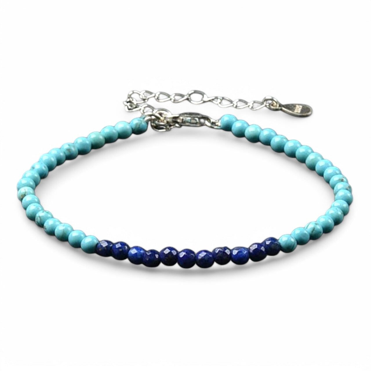Bracelet turquenite lapis lazuli perles facettées argent 925