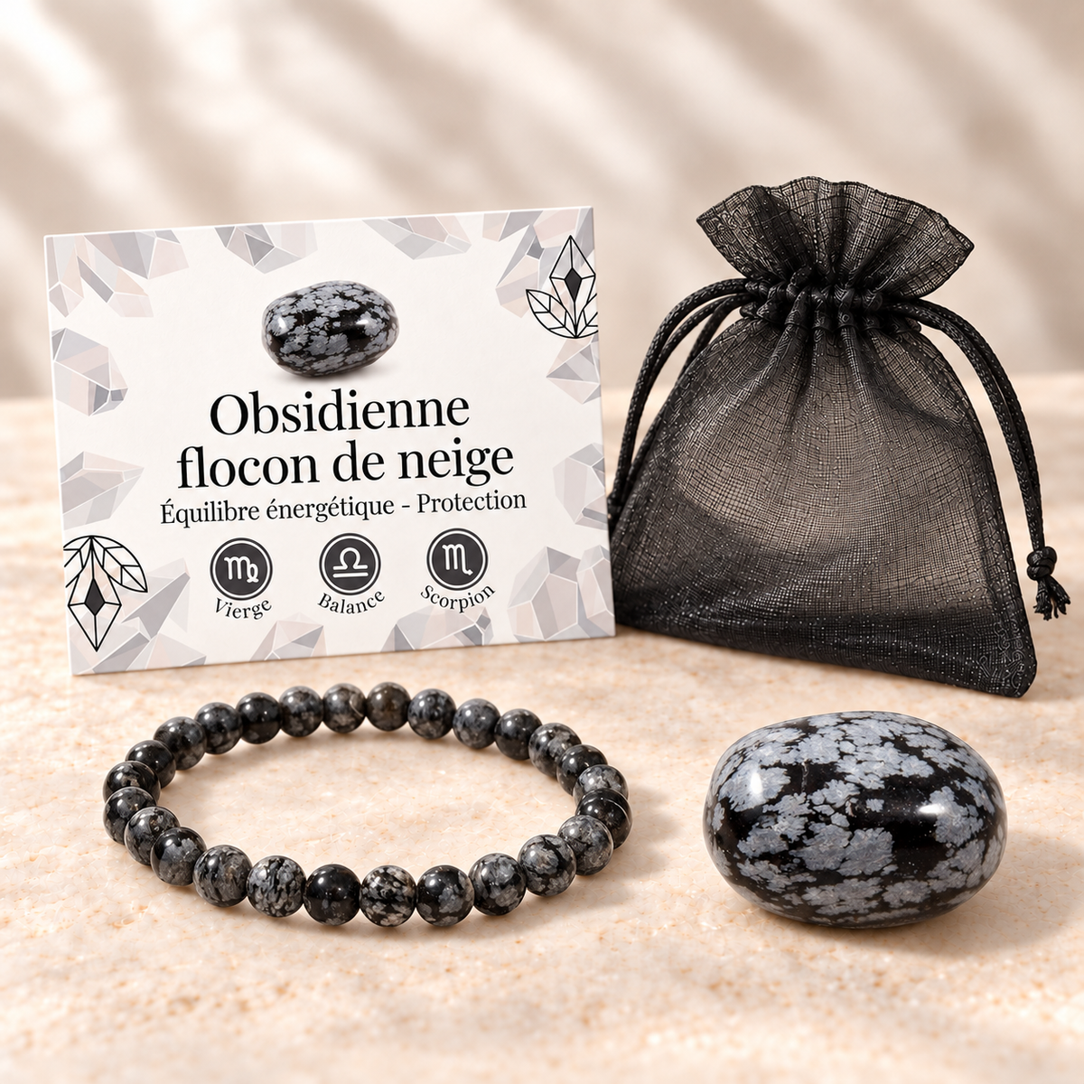 Pack "Flocons de nuit" Obsidienne neige Mexique A