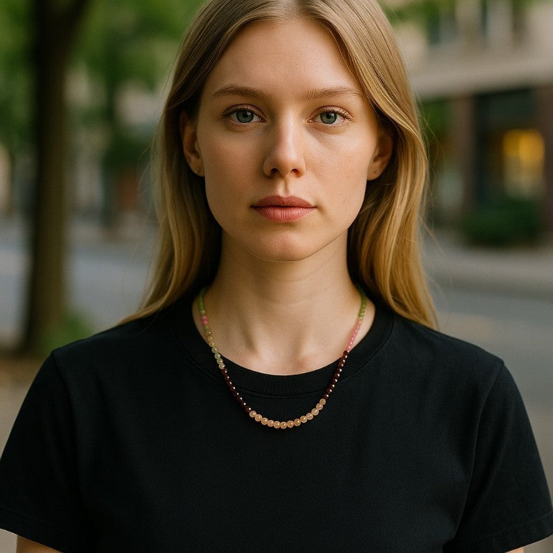 Collier 7 chakras Brésil AA (perles facettées 3-4mm) - 45cm