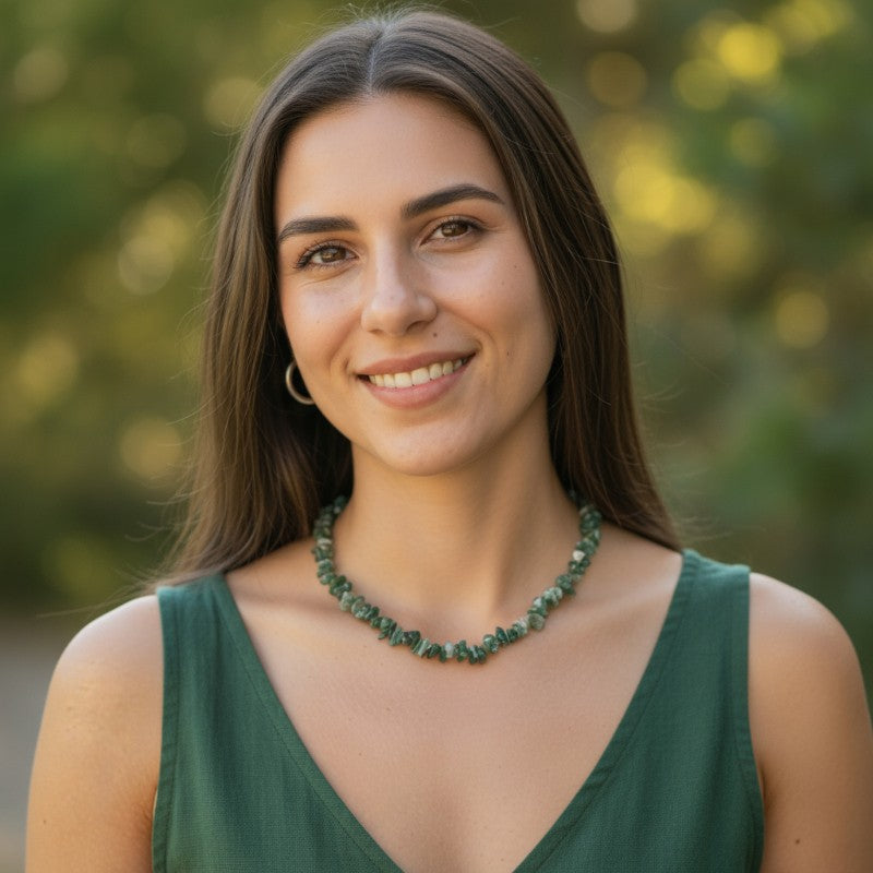 Green aventurine necklace Brazil A (baroque pearls) - 45cm