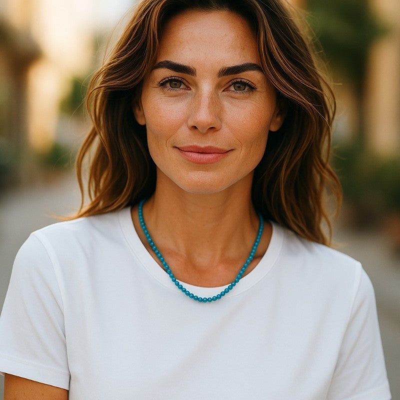 Brazil AA blue apatite necklace (3-4mm faceted beads) - 45cm