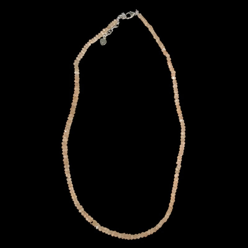 Collier pierre de soleil perles facettées Inde AA 45-50cm