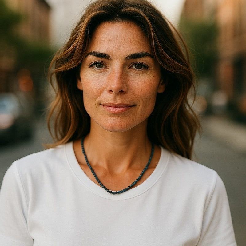 Collar de zafiro azul AA India (cuentas facetadas de 3-4 mm) - 45 cm