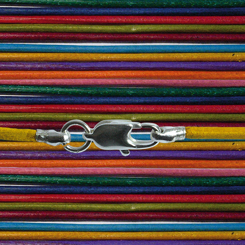 Cordon cuir coloré 1mm + attache acier inoxydable 50cm (couleur au choix)
