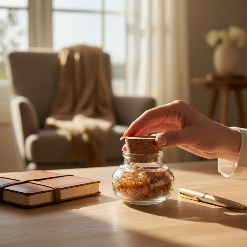 Flacon verre ambre Lituanie AA (mini-pierre brute XXS)