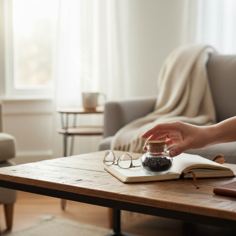 Flacon verre grenat rouge almandin Pakistan AA (mini-pierre roulée XXS)