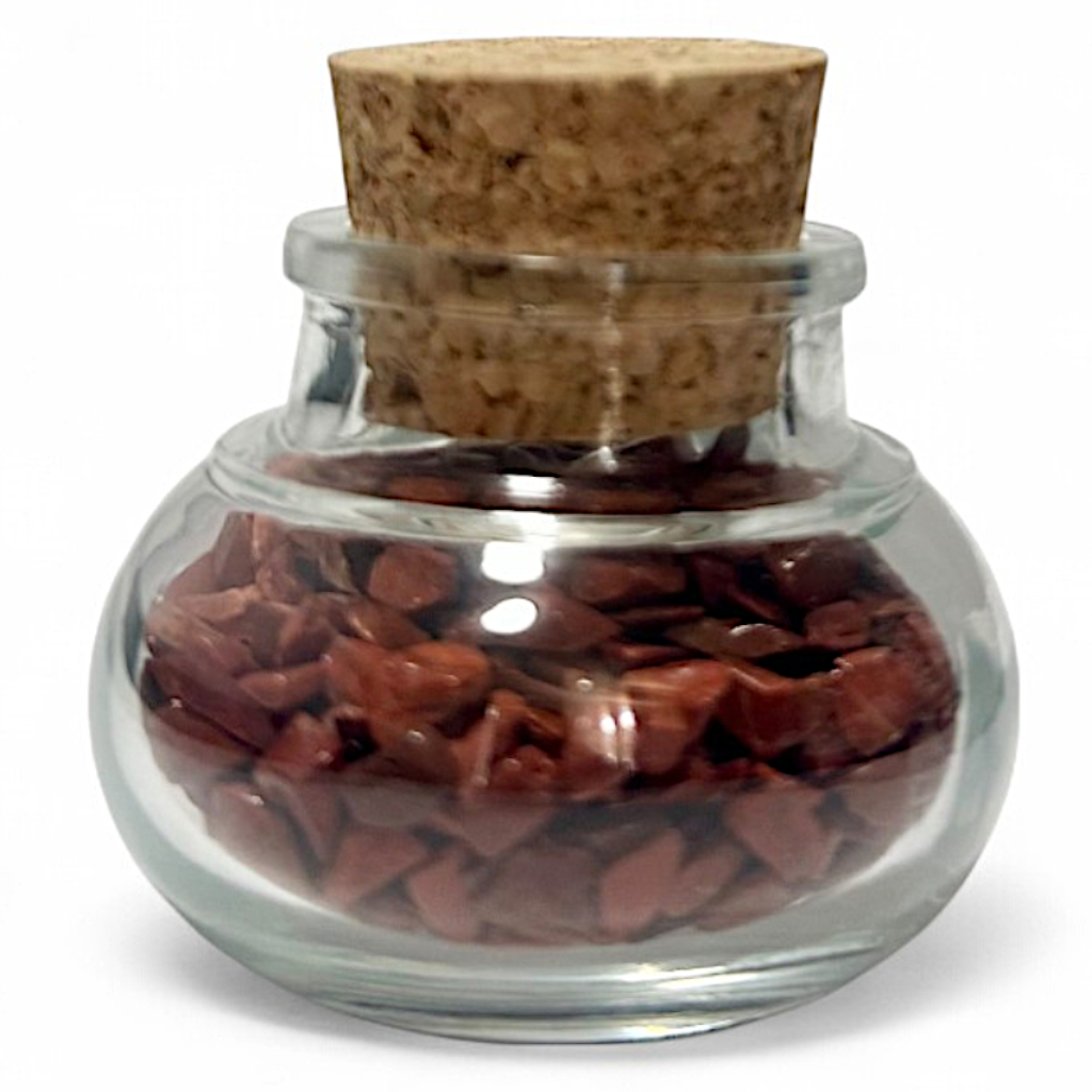 Flacon verre jaspe rouge Afrique du Sud AA (mini-pierre roulée XXS)