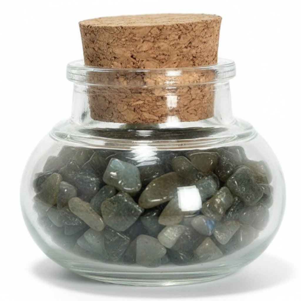 Flacon verre labradorite Madagascar AA (mini-pierre roulée XS)