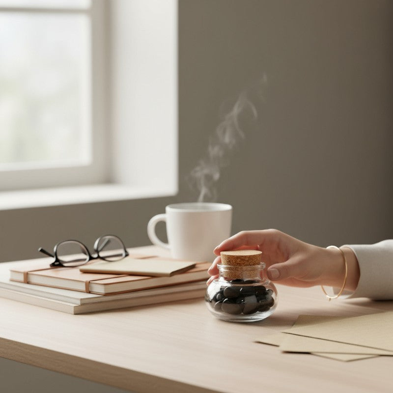 Flacon verre obsidienne larme d&