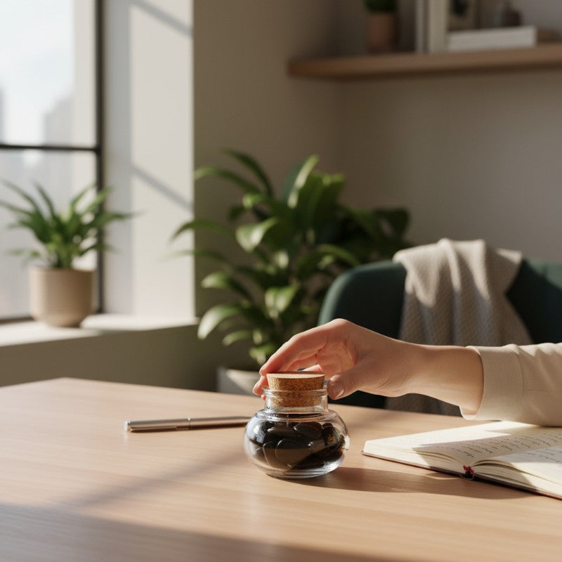 Flacon verre obsidienne oeil céleste Mexique AA (mini-pierre roulée XS)