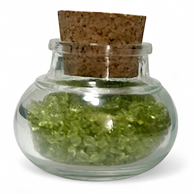 Flacon verre péridot Inde AA (mini-pierre roulée XXS)