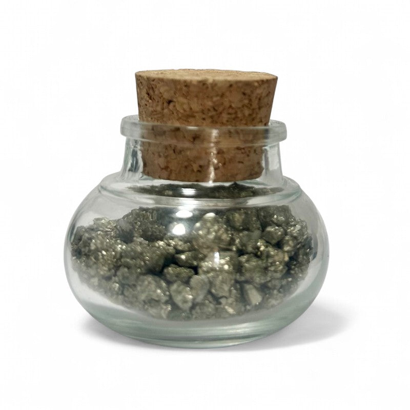 Flacon verre pyrite Pérou AA (mini-pierre brute XS)