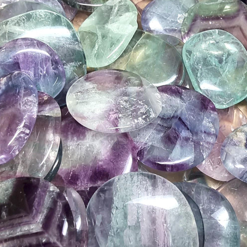 Multicolored fluorite pebble China A