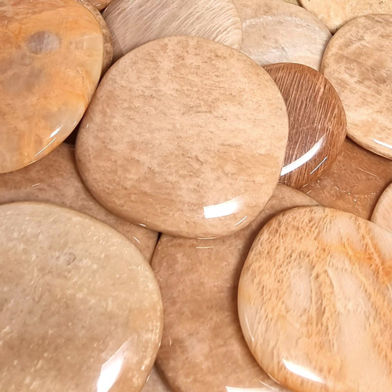 Orange-pink moonstone pebble India A