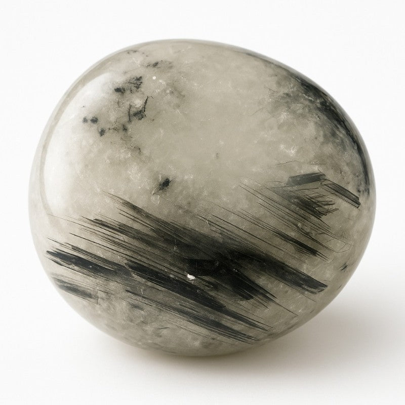 Quartz pebble tourmaline inclusions Brazil A