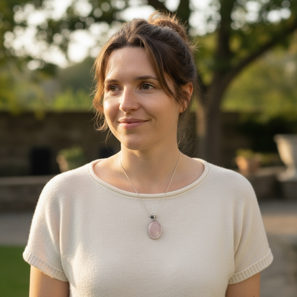 Pendentif quartz rose étoilé Madagascar AA argent 925