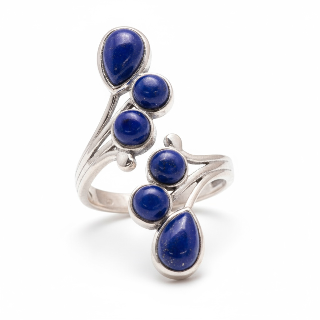 Bague réglable Lapis Lazuli Afghanistan AA argent 925