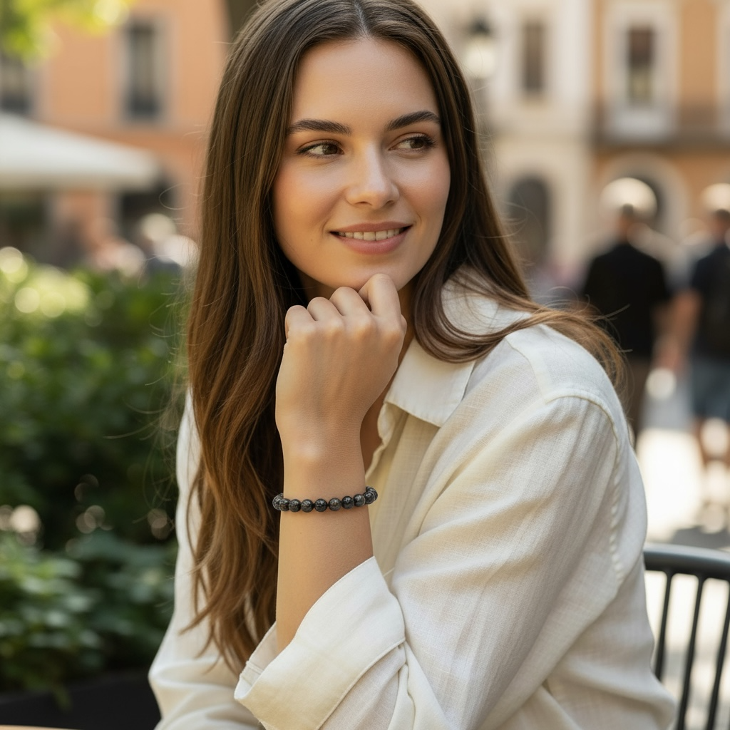 Black sapphire bracelet India A (6.5-7.5mm balls)