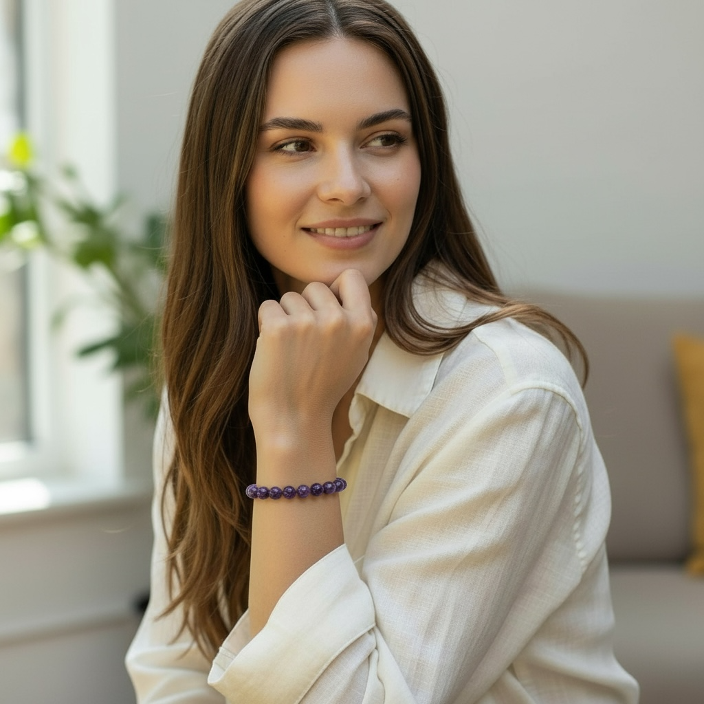 Pulsera de Amatista Brasil A (bolas 10mm)