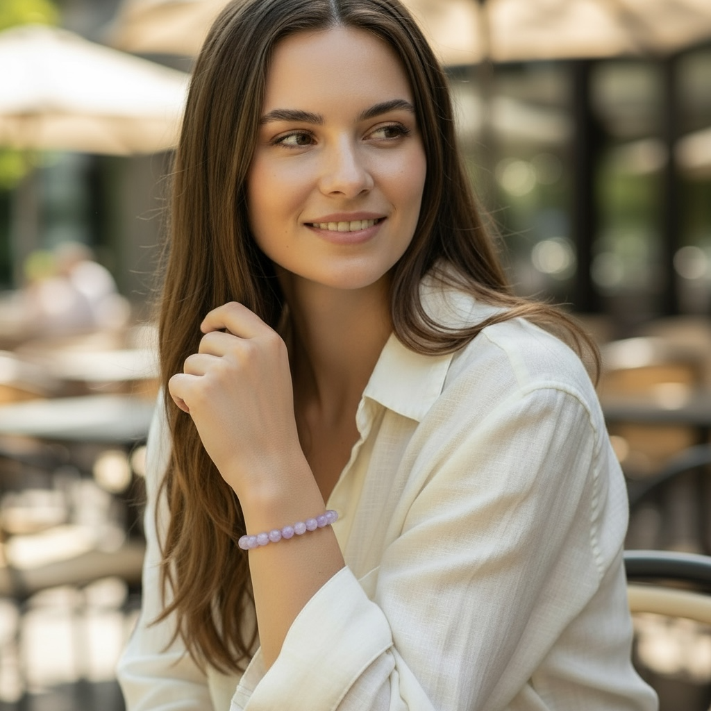 Bracelet améthyste lavande AA (boules 7-8mm)